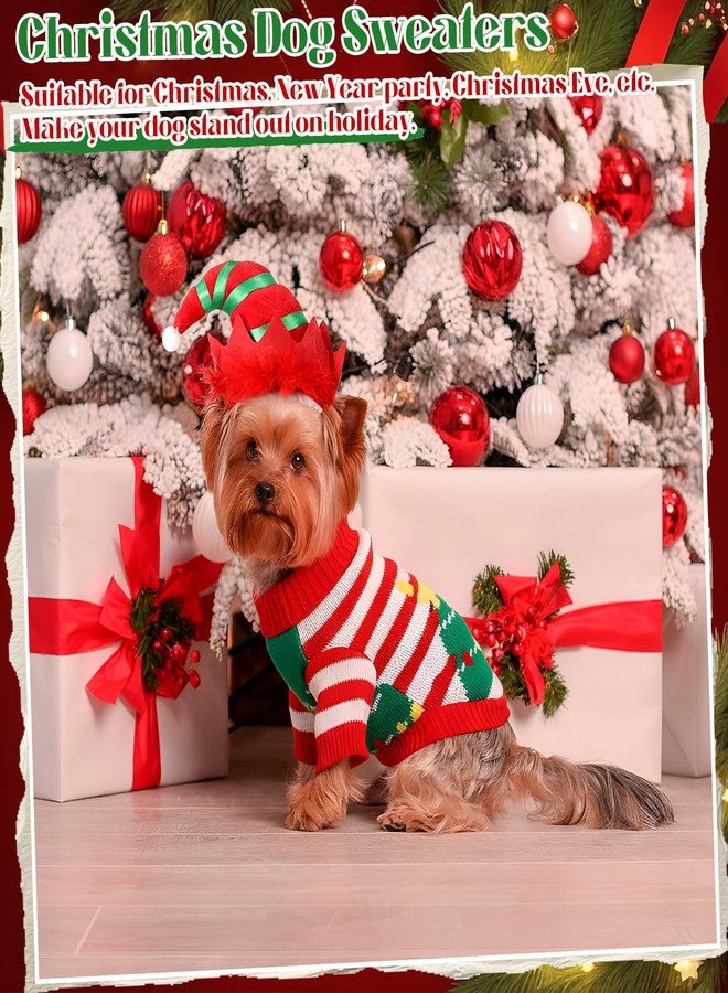 مجموعة أزياء عيد الميلاد للكلاب من SilTriangle، 8 قطع، تتضمن كنزات وعصابة رأس، ملابس شتوية محبوكة، ملابس عيد الميلاد، طوق شعر قابل للتعديل، إكسسوارات أزياء الحيوانات الأليفة (كبير) - Image 4